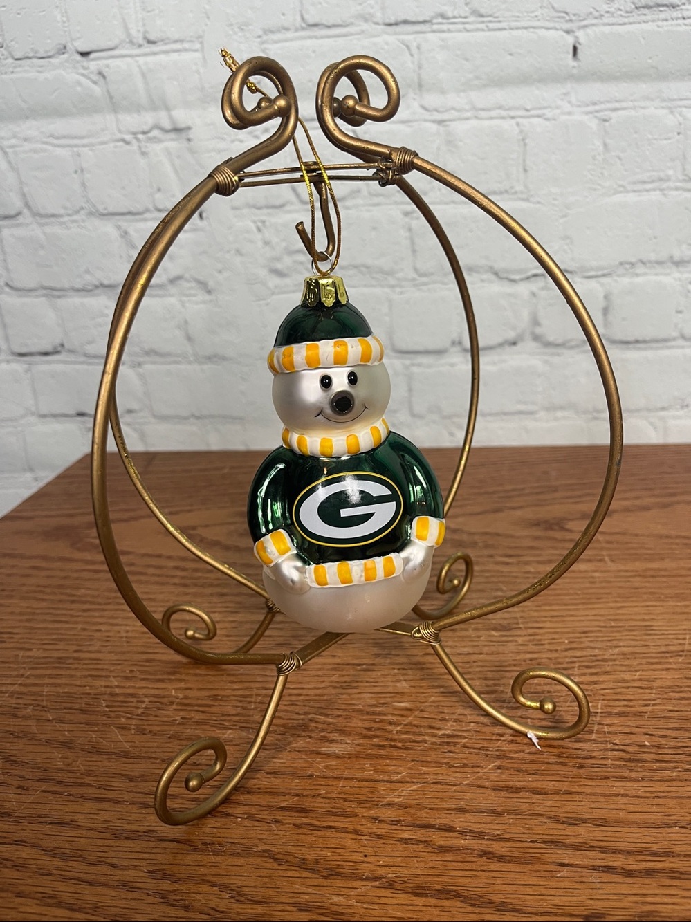 Blown Glass NFL Snowman Ornament Green Bay Packers Snowman in Jersey